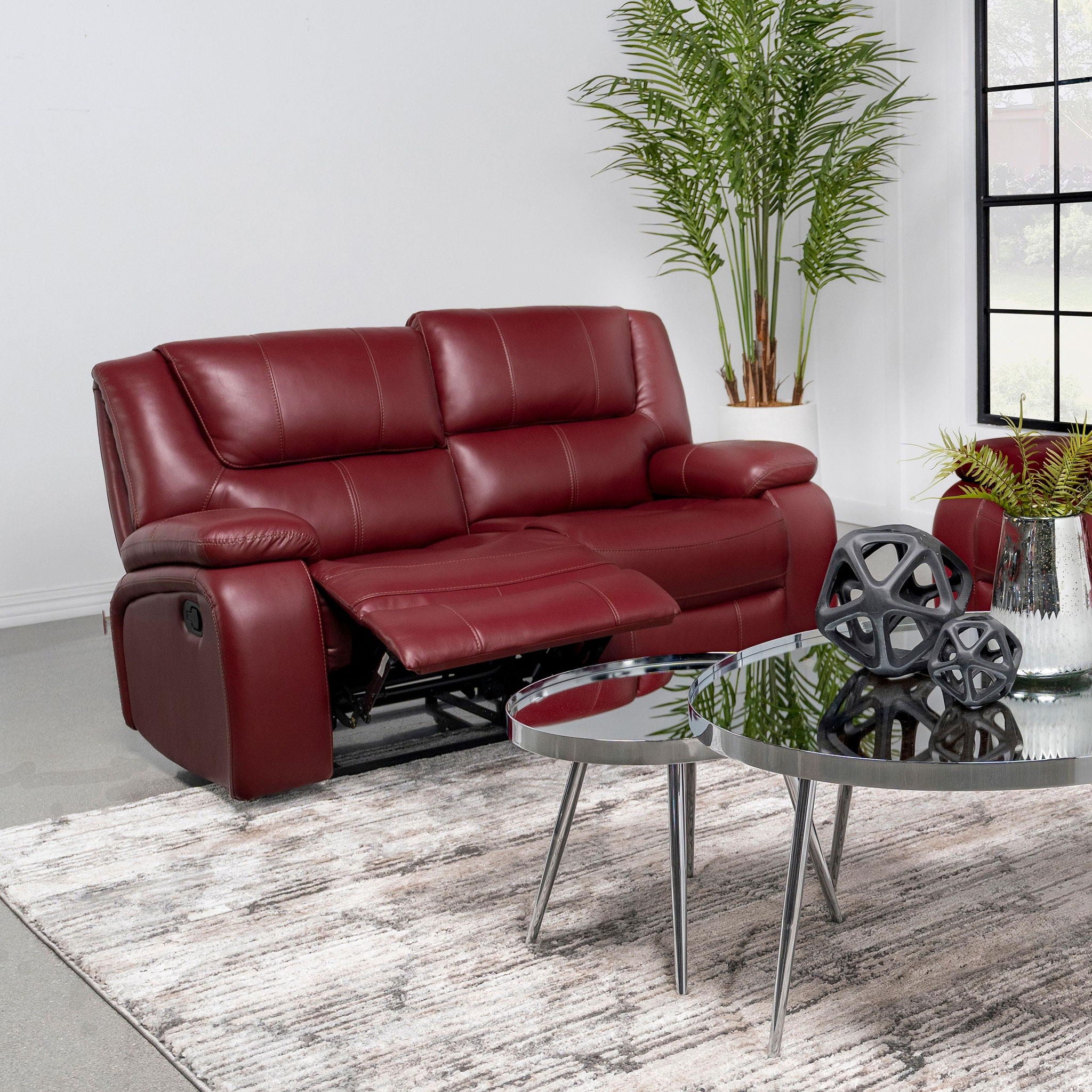 Camila Upholstered Motion Reclining Loveseat Red - Atlantic Fine Furniture Melbourne FL
