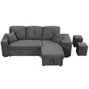 Reversible Sleeper Sectional Sofa Bed With Side Shelf And 2 Stools, Pull-Out L-Shaped Sofa Bed, Corner Sofa-Bed With Storage Chaise Left / Right Hande For Living Room