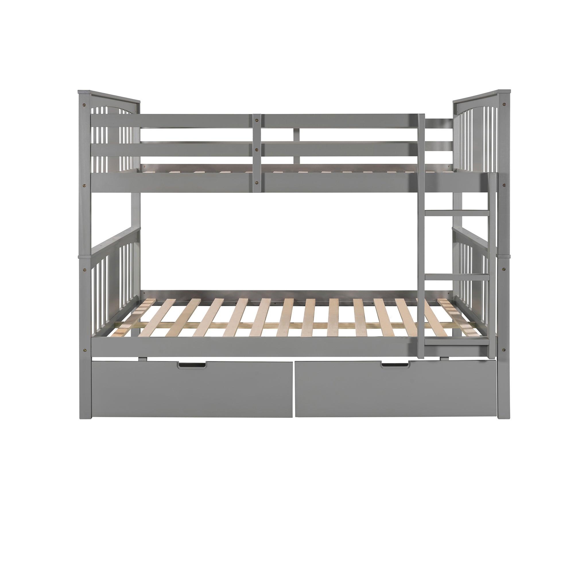 Full over Full Bunk Bed with Drawers and Ladder for Bedroom, Guest Room Furniture-Gray(OLD SKU :LP000205AAE) - Atlantic Fine Furniture Melbourne FL