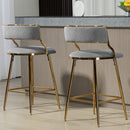 Counter Height Bar Stools With Powder Coating Base And Footrest (Set of 2) - Beige