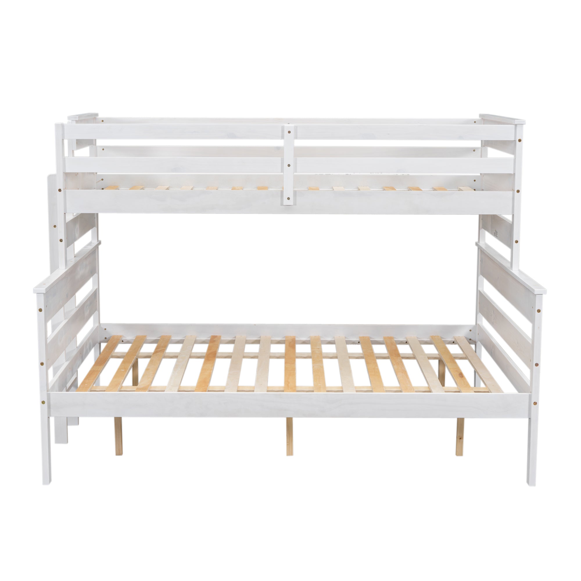 Wood Twin XL over Queen Bunk Bed with Ladder, White - Atlantic Fine Furniture Melbourne FL