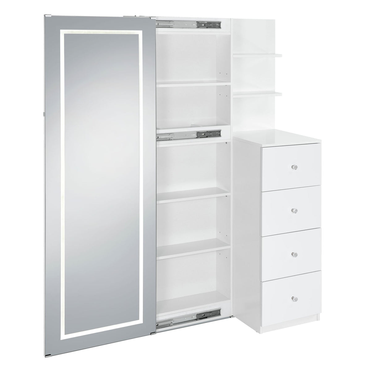 Vancouver Floor Mirror With Storage in White by Elements International, view 9