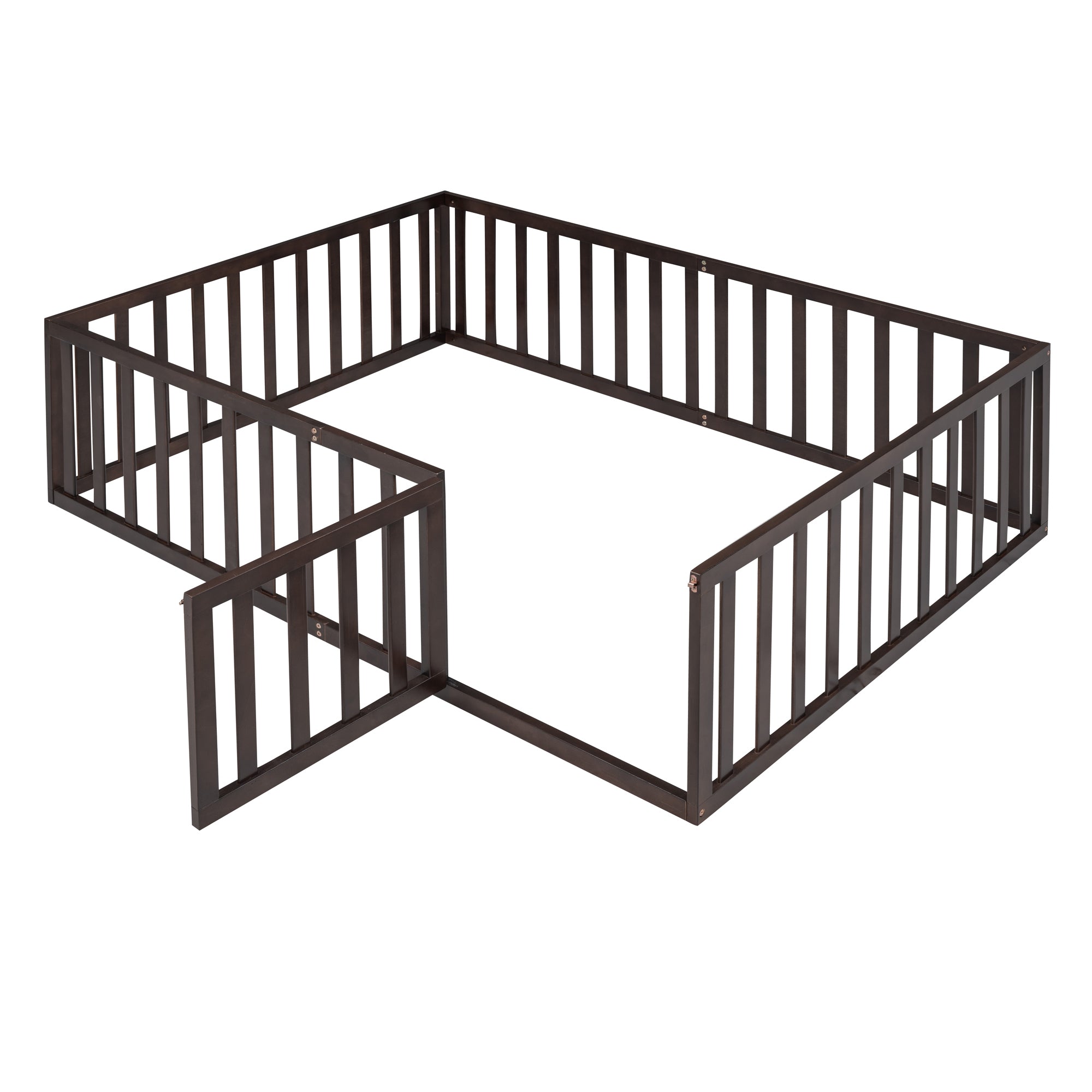 Full Size Wood Daybed Frame with Fence, Walnut(OLD SKU:WF289662AAL)