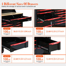 Heavy Duty Tool Cart With 19 Drawers, Tools Not Included, Mobile Storage For Workshop Or Laboratory - Black / Red