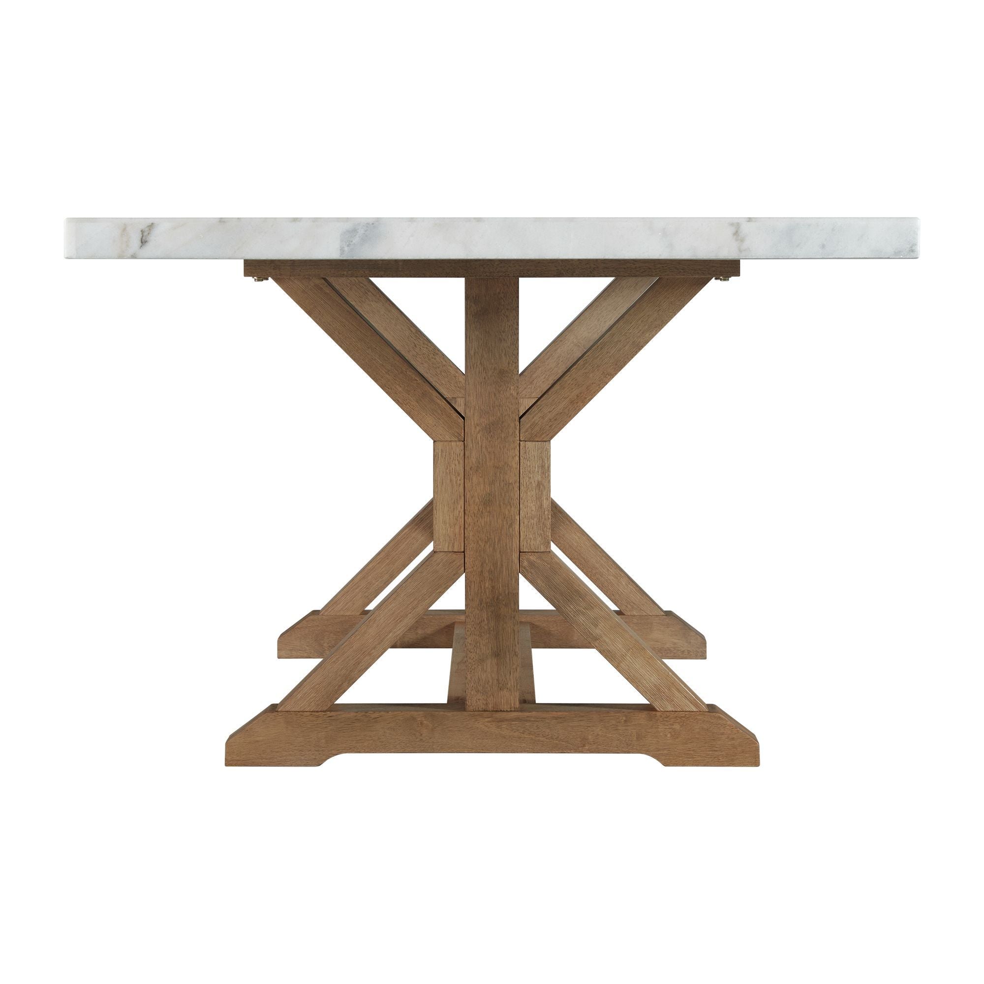 Lakeview Marble Standard Height Rectangular Dining Table in White by Elements International, view 4