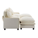 Sectional Sofa Chenille Upholstered Sofa With Two Removable Ottoman, Two USB Ports, Two Cup Holders And Large Storage Box For Living Room