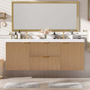 59.3" Double Sink Bathroom Vanity With Smc Resin Top, Painted Cabinet, Soft Close Doors, Wall Mounted - Wood