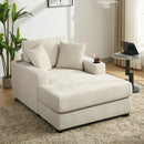 Oversized Chaise Lounger Modern Style Sofa Couch, With Pillows, Charge Station & Cup Holders