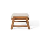 Acacia Wood Outdoor Ottomans With Cushion, (Set of 2)
