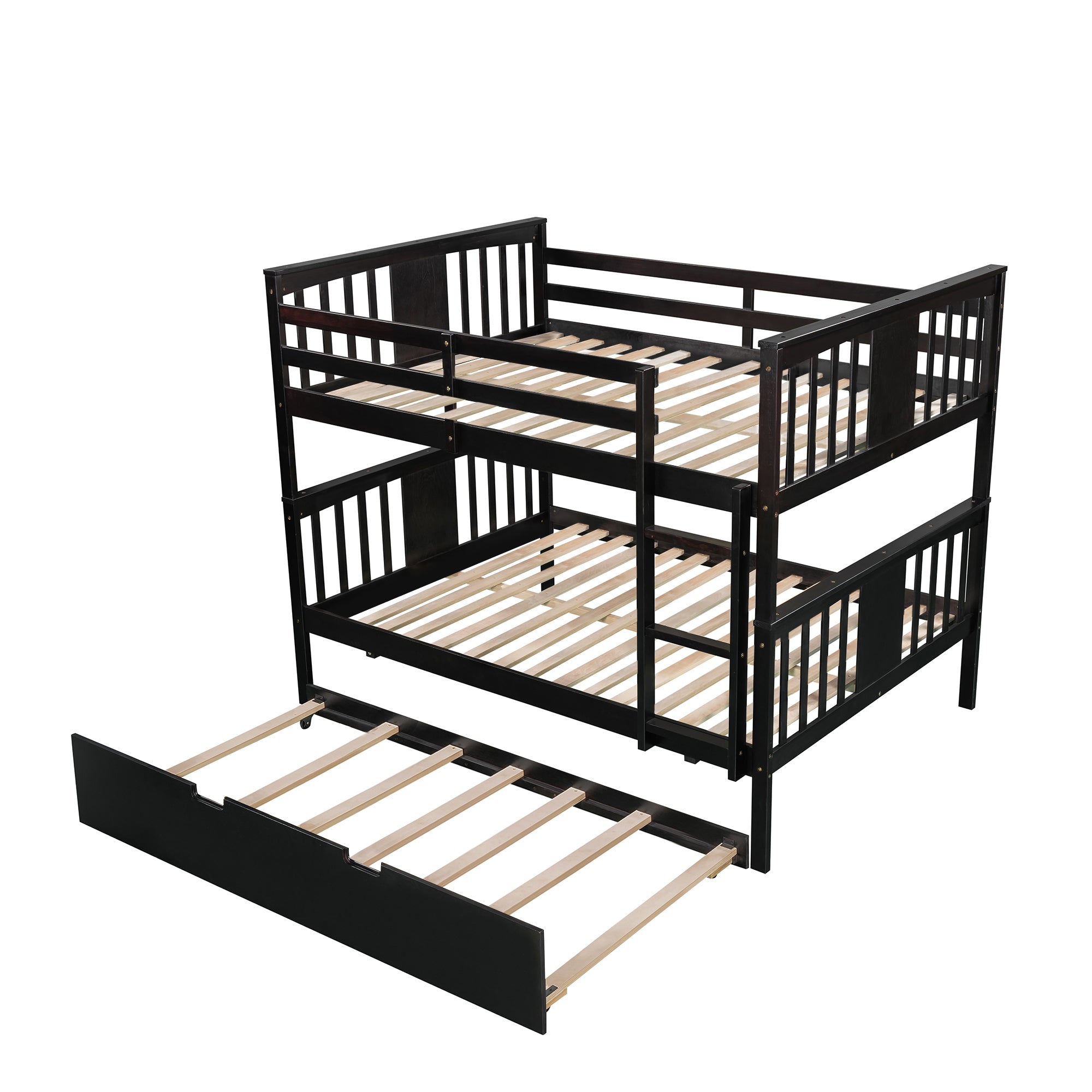 Full over Full Bunk Bed with Twin Size Trundle and Ladder-White(Old SKU: LP000204AAP) - Atlantic Fine Furniture Melbourne FL