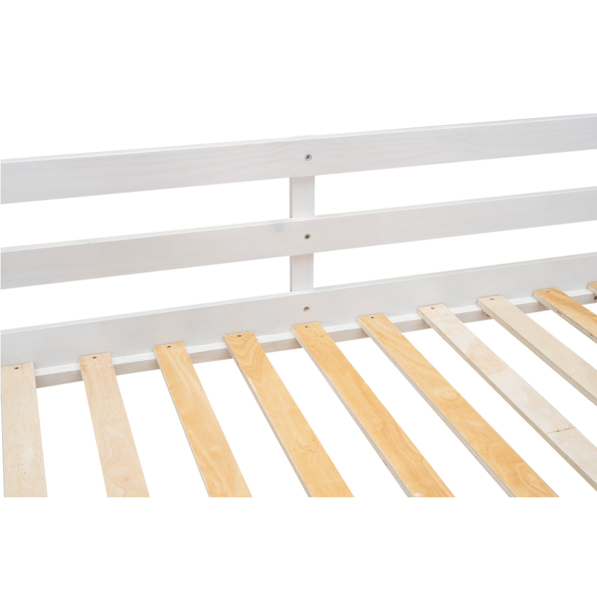 Wood Twin XL over Queen Bunk Bed with Ladder, White - Atlantic Fine Furniture Melbourne FL