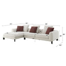Mardi - Sectional Sofa With 6 Pillows - Maroon & Beige Tweed