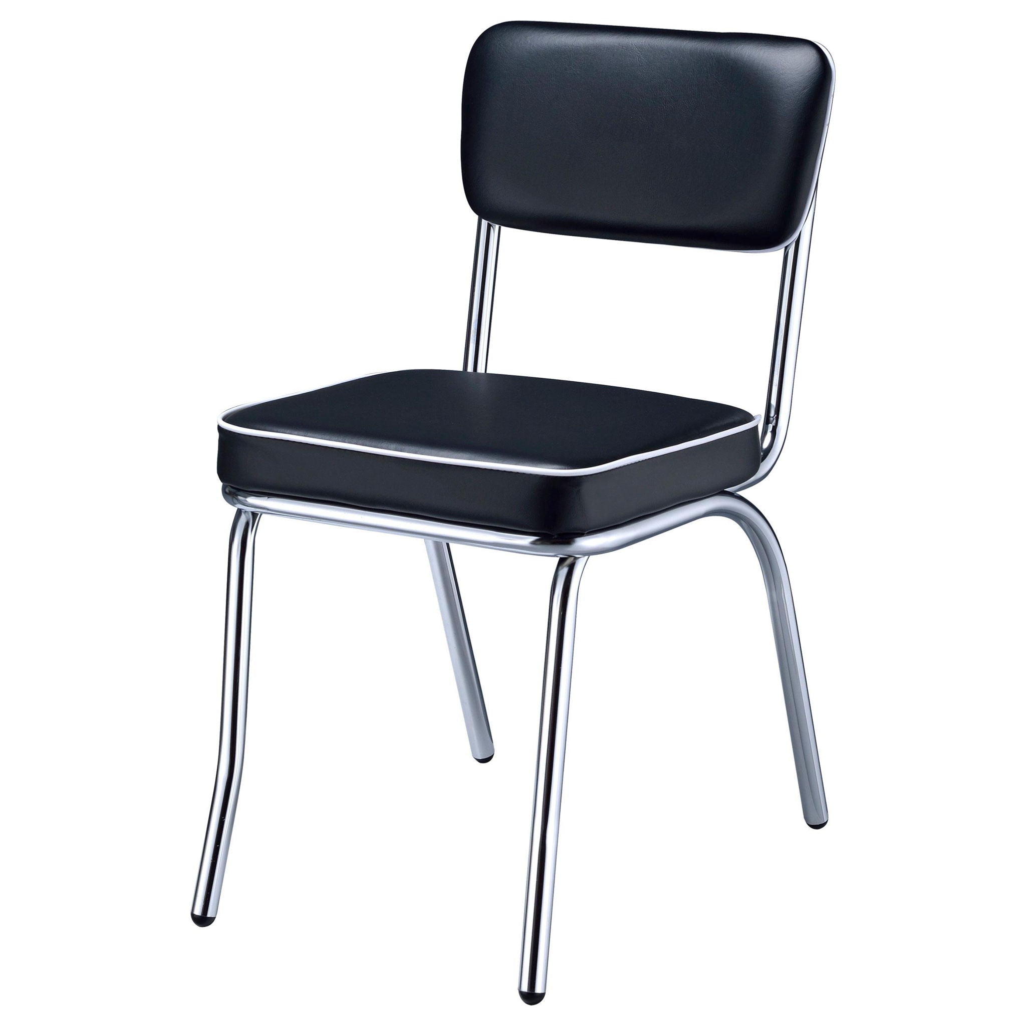 Retro Upholstered Dining Side Chair Black (Set of 2) - Atlantic Fine Furniture Melbourne FL