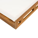 Premium Acacia Wood Lounge Chaise Set With Water Resistant Cushions, Adjustable Recline - Cream / Teak