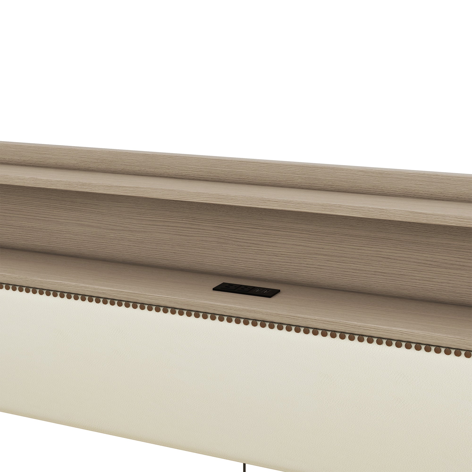 Twin Size Daybed with Hydraulic Storage, Upholstered Daybed with Lift Up Storage, Twin Leather Daybed with Charging Station and LED Lights,Beige