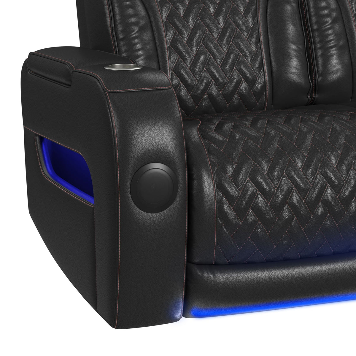 Prime Time P3 Sofa With I Table, Reading Light, Heat, Massage, LED, And Speaker in Black by Elements International, view 8