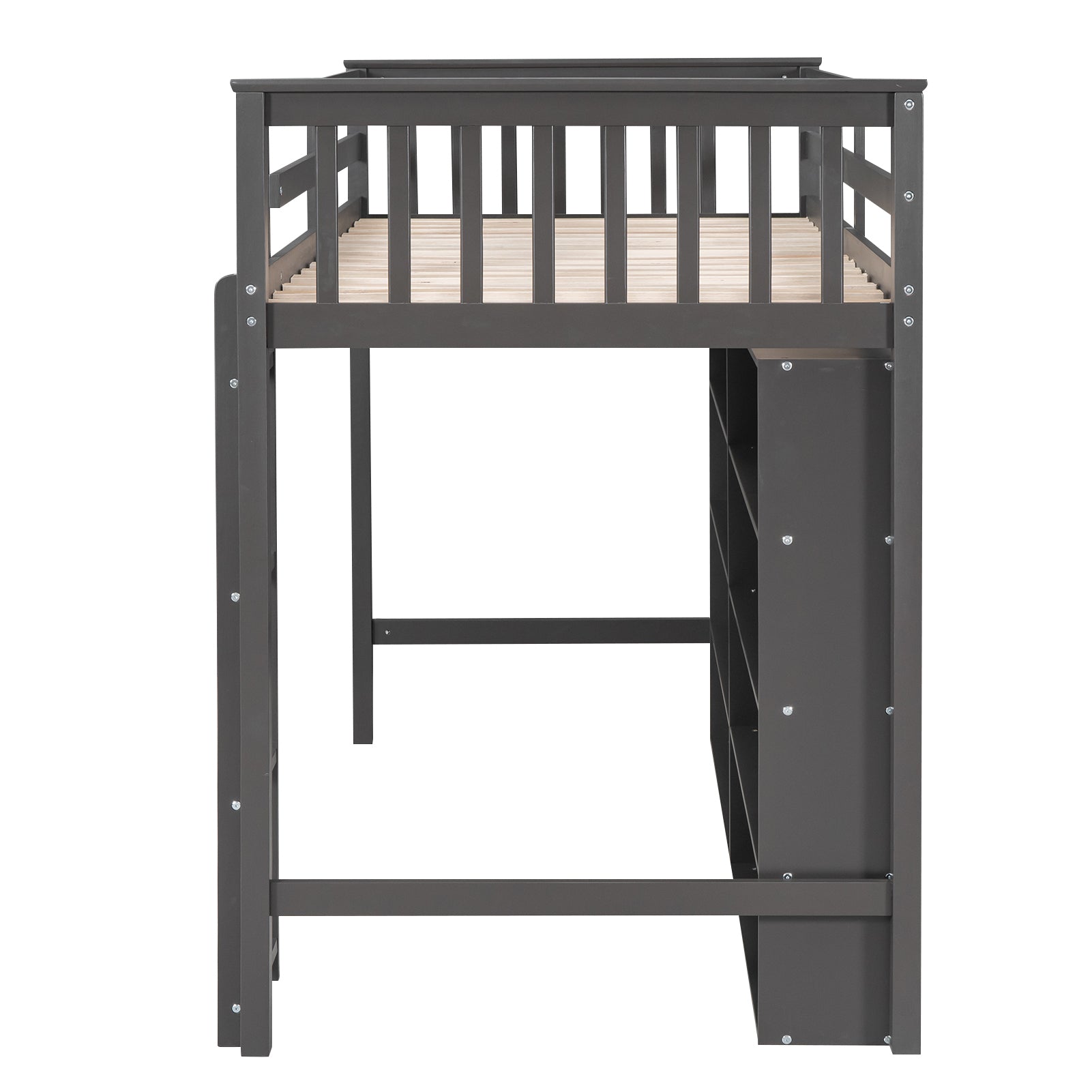 Twin Size Loft Bed with 8 Open Storage Shelves and Built-in Ladder, Gary - Atlantic Fine Furniture Melbourne FL