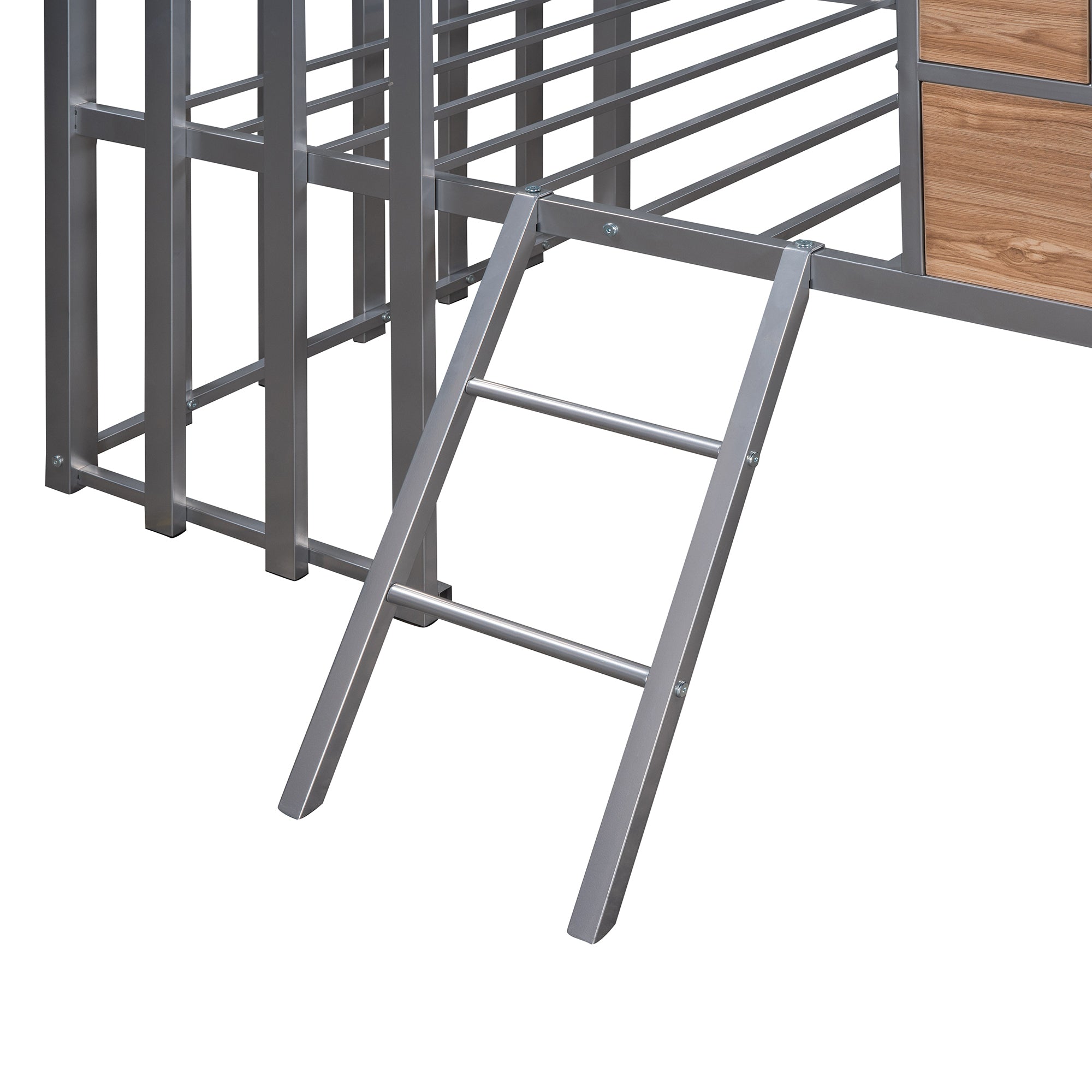 Metal Twin size Loft Bed with Roof, Window, Guardrail, Ladder Silver - Atlantic Fine Furniture Melbourne FL