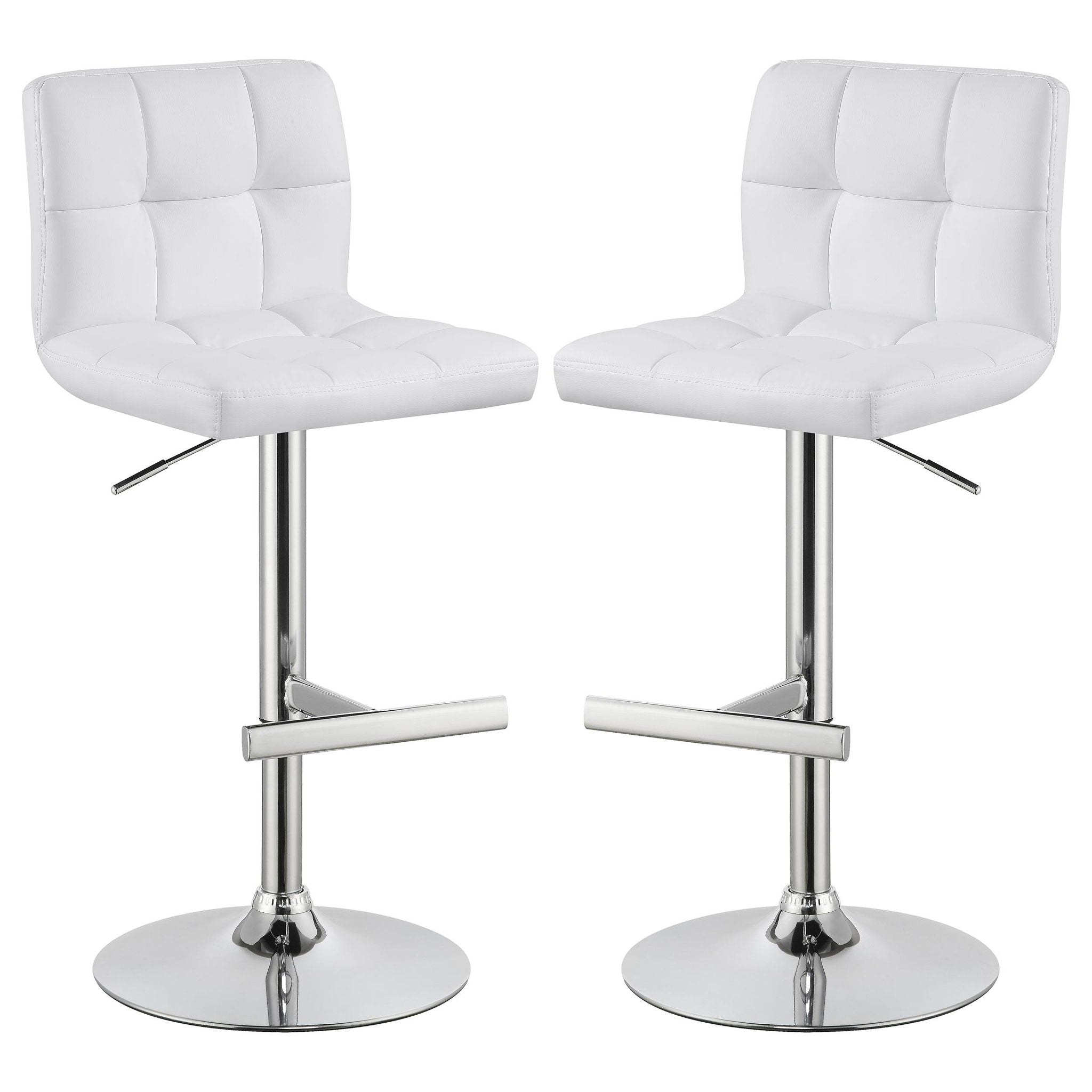 Lenny Upholstered Adjustable Bar Stool White (Set of 2) - Atlantic Fine Furniture Melbourne FL