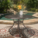 Tranquilius - Outdoor Round Dining Table With Lattice Tabletop, Umbrella Hole And Curved Legs
