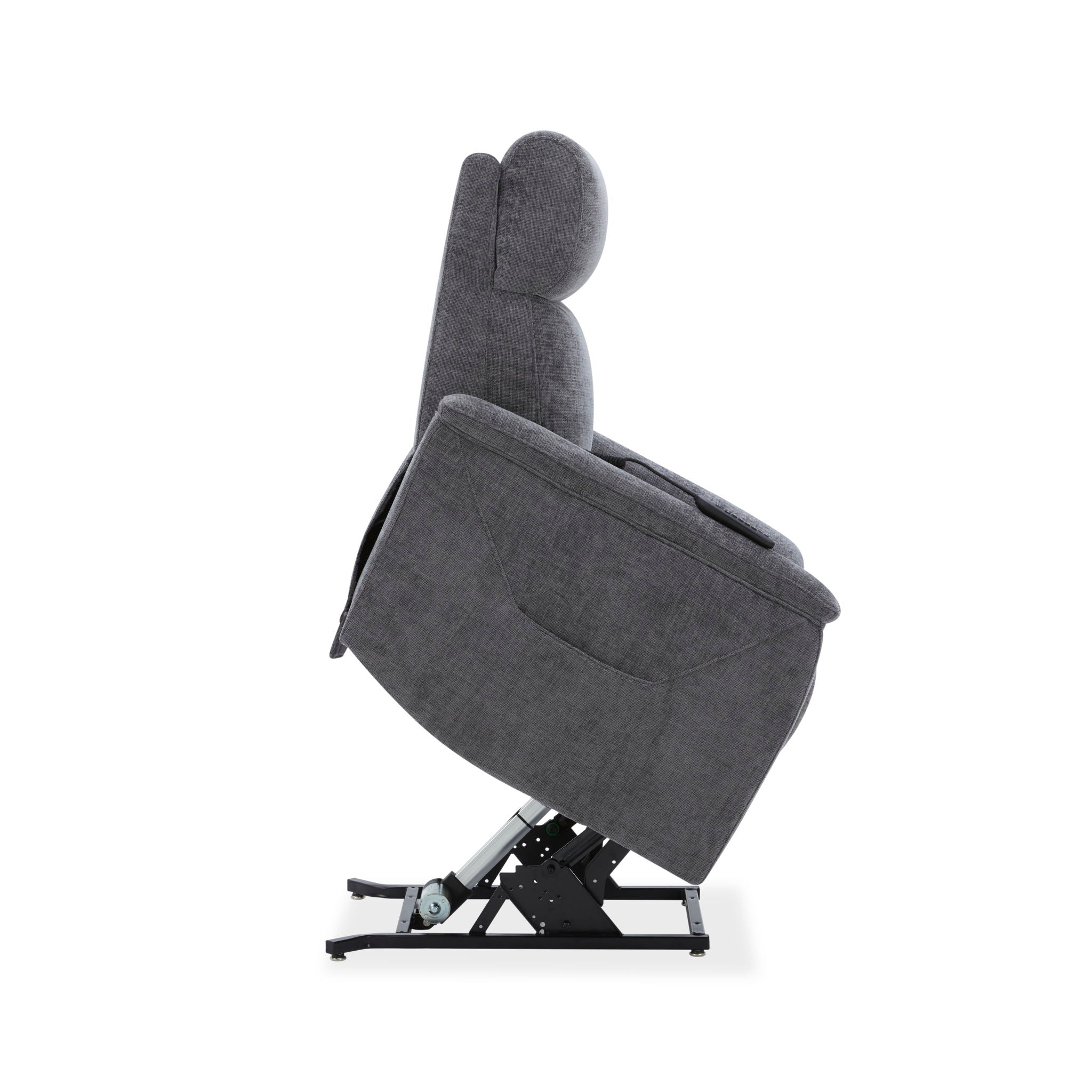 Luma - Petite Power Lift Recliner With Power Headrest, Lumbar, Heat & Massage - Dark Gray