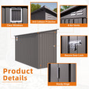 Metal Outdoor Storage Shed 4 X 9 Ft With Sloping Roof, Vents, And Side Door - Gray