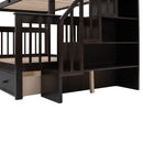 Stairway Bunk Bed With Storage And Guard Rail For Bedroom