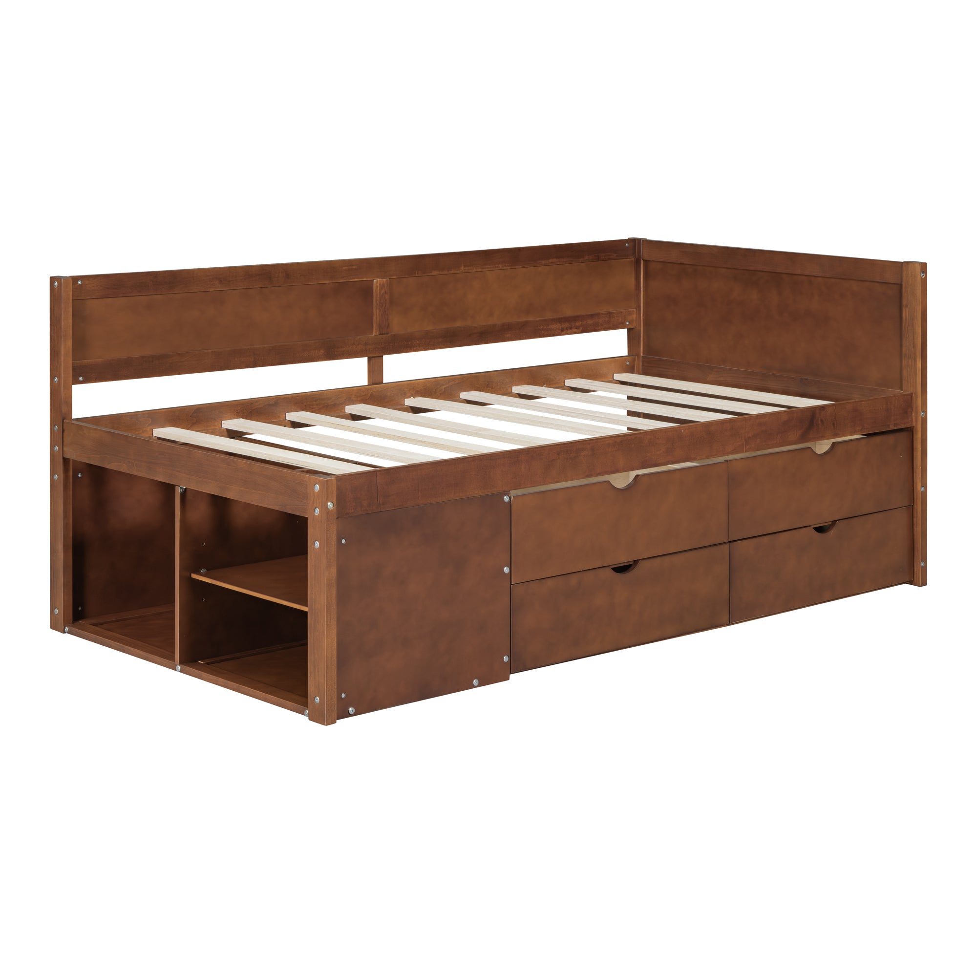 Twin Size Daybed with Drawers and Shelves, Walnut - Atlantic Fine Furniture Melbourne FL
