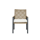 5 Piece Patio Dining Table Set, Acacia Wood Table Top With Umbrella Hole