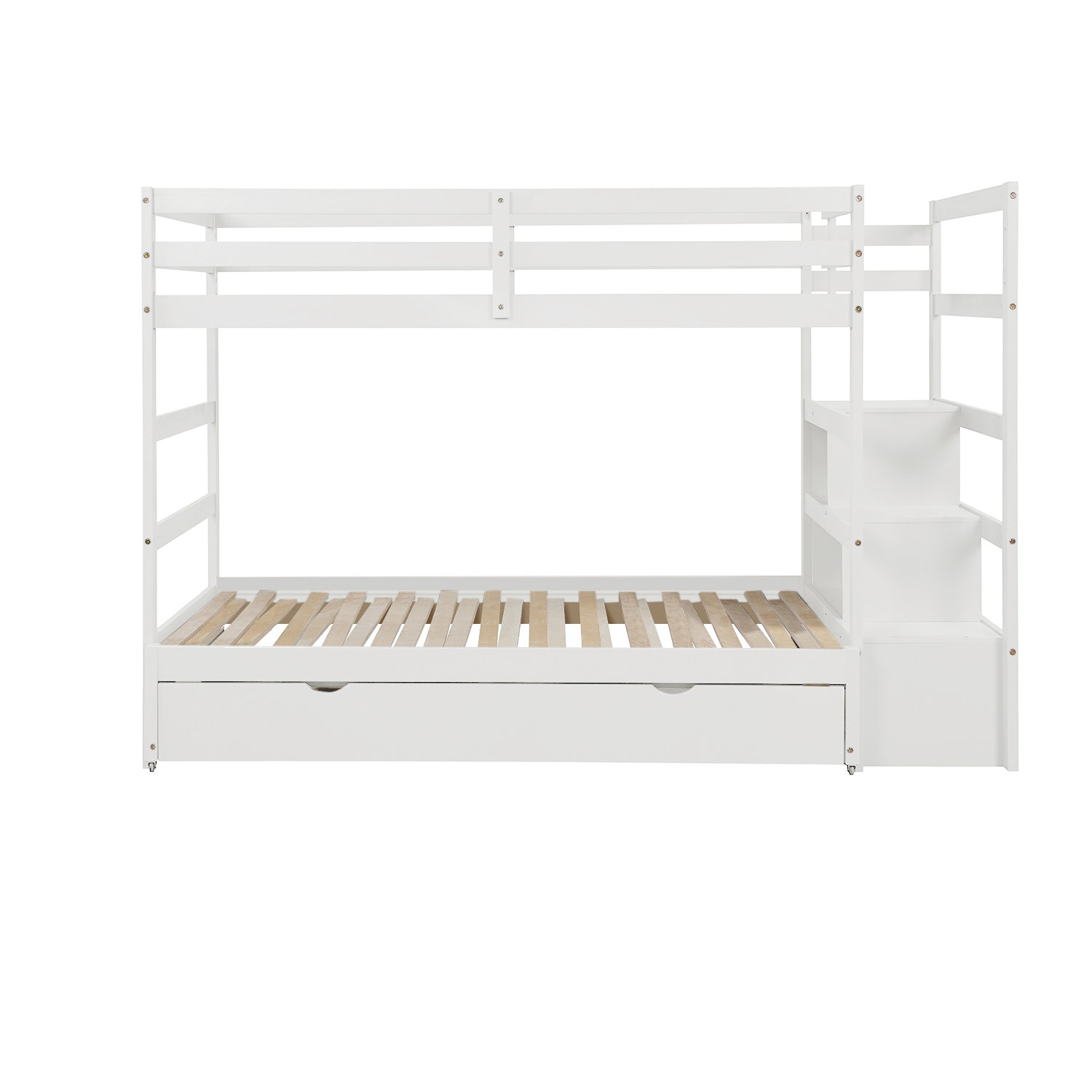 Twin over Twin/King (Irregular King Size) Bunk Bed with Twin Size Trundle, Extendable Bunk Bed (White)(OLD SKU :LP000032AAK) - Atlantic Fine Furniture Melbourne FL