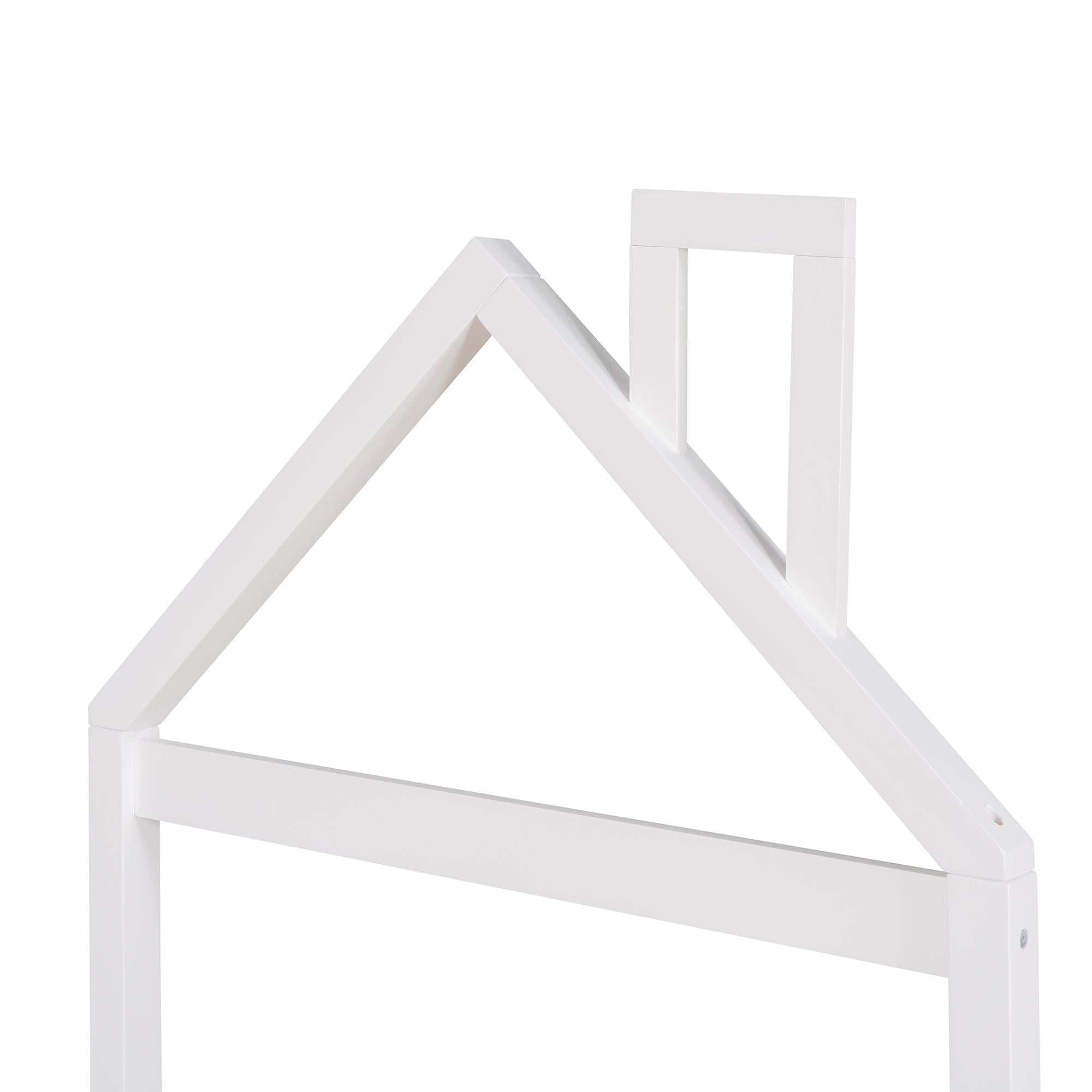 Twin Size Wood Platform Bed with House-shaped Headboard (White)