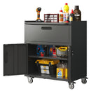 Sturdy And Durable Metal Tool Cabinet For Garage With Wheels Mobile Heavy Duty Storage Cabinet With 1 Drawer And 2 Locking Doors