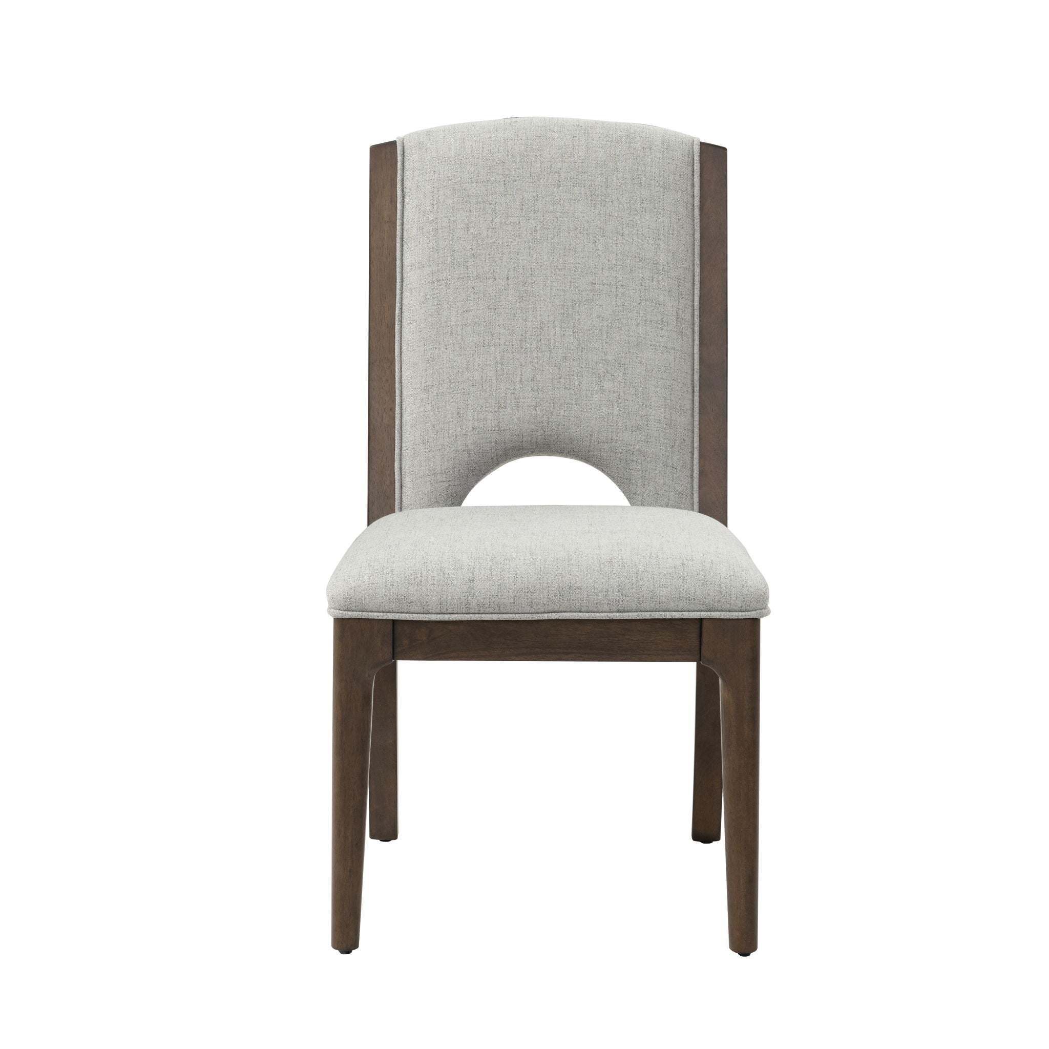 Athens - Upholstered Dining Chair (Set of 2) - Light Gray / Chocolate Brown