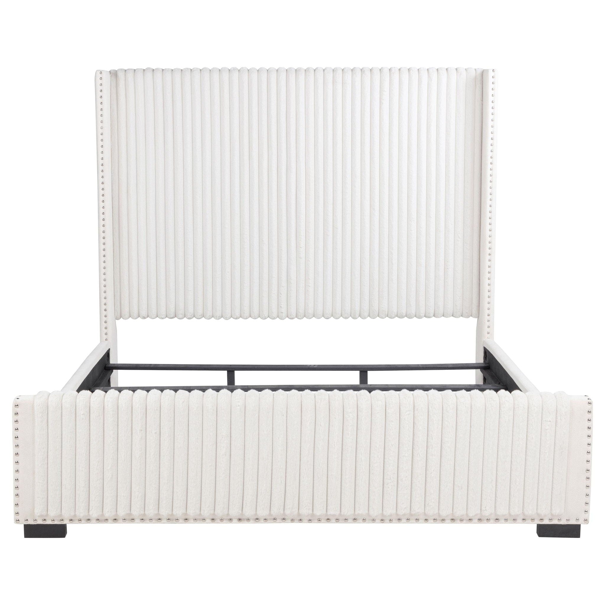 Natasha 65-inch Upholstered Eastern King Wingback Bed Cream