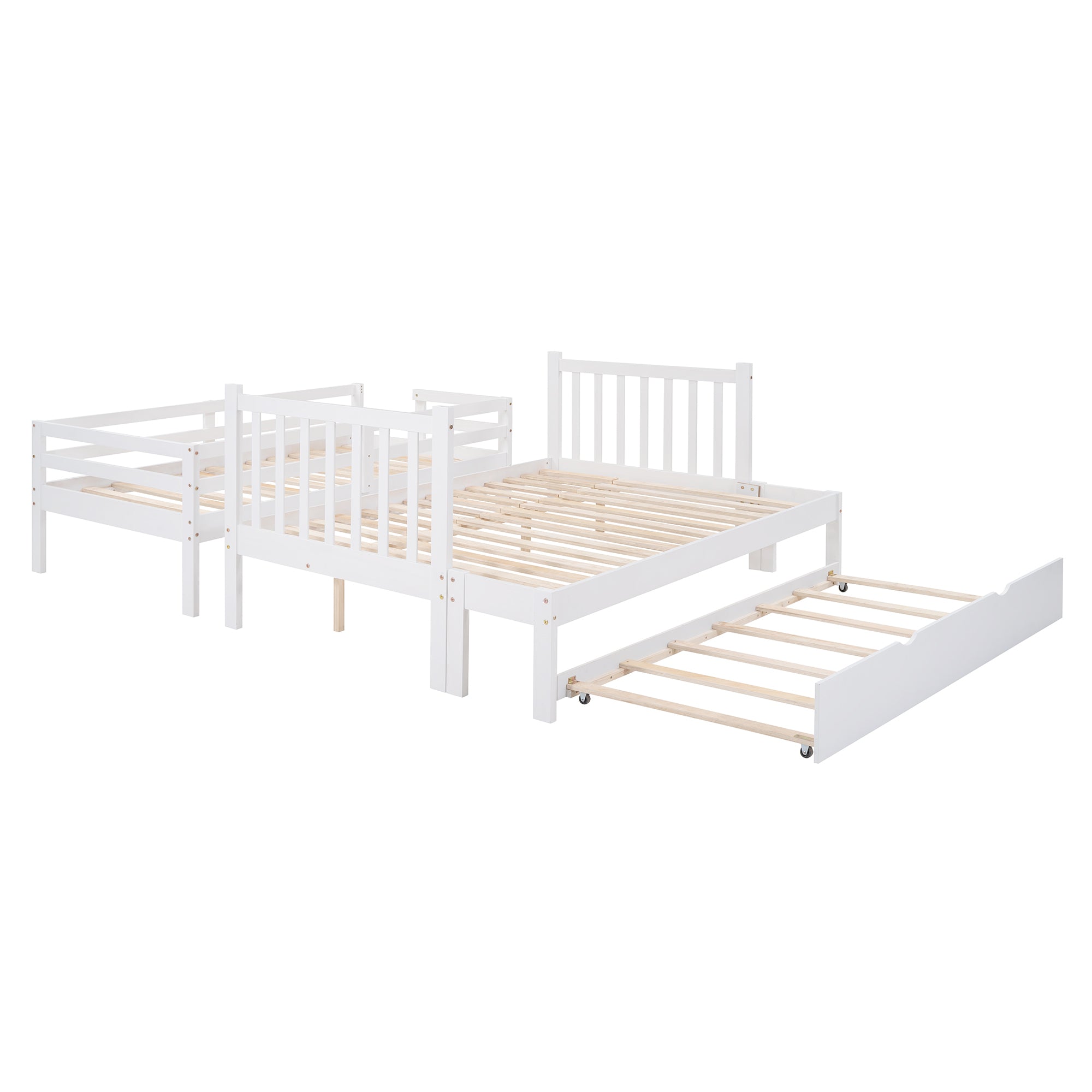 Twin over Twin/Full Bunk Bed with Twin Size Trundle (White)(OLD SKU :LP000025AAK) - Atlantic Fine Furniture Melbourne FL