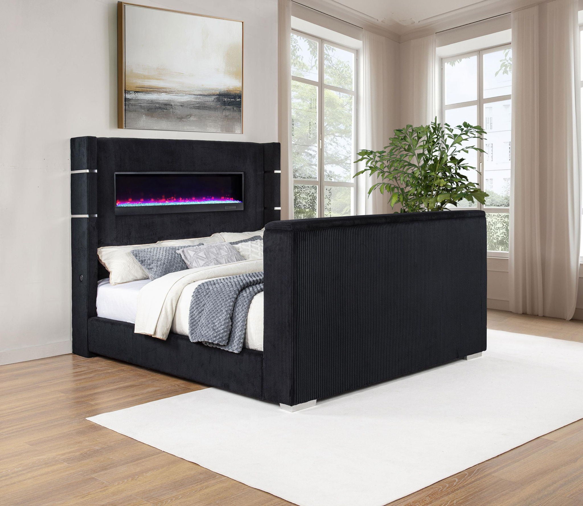 Tisdall California King Flame Visualizer TV Bed Black