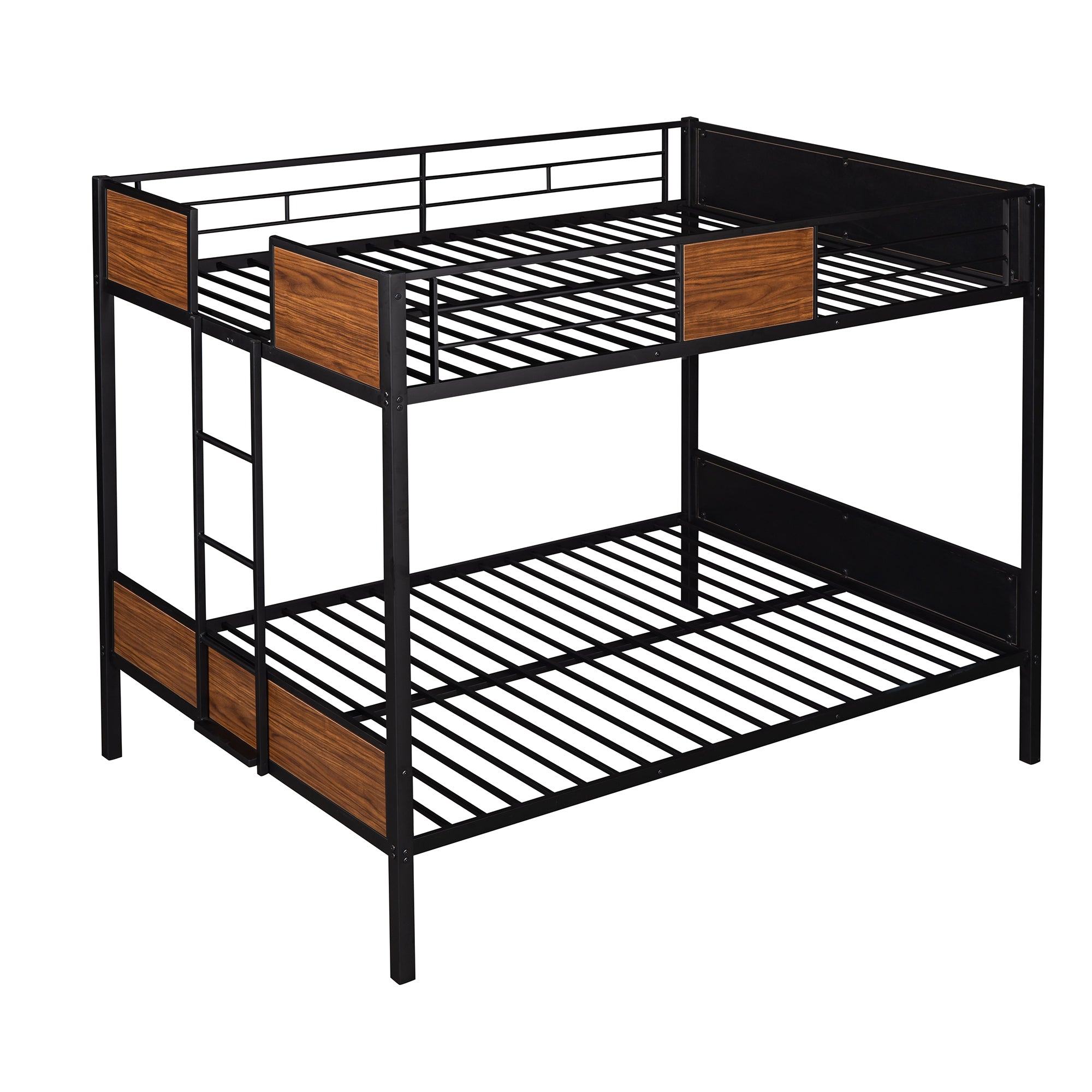 Full-over-full bunk bed modern style steel frame bunk bed with safety rail, built-in ladder for bedroom, dorm, boys, girls, adults(OLD SKU: MF190840AAD)