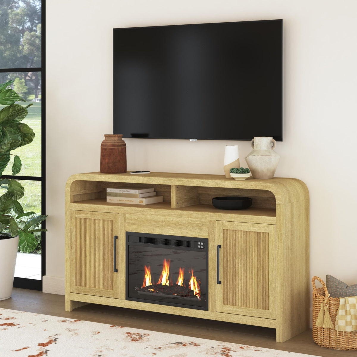 Ridgemont Complete Fireplace Cabinet in Black by Elements International, view 10