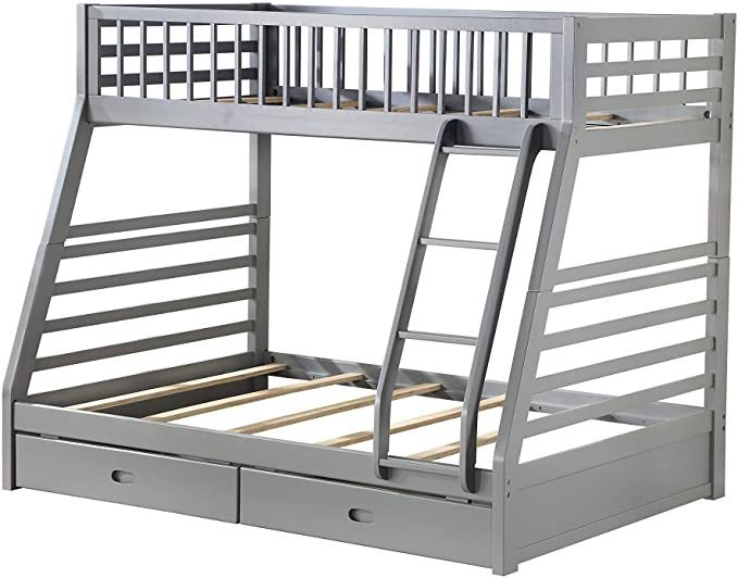 ACME Jason Bunk Bed (Twin/Full & Storage), Gray (1Set/2Ctn) 37840 - Atlantic Fine Furniture Melbourne FL
