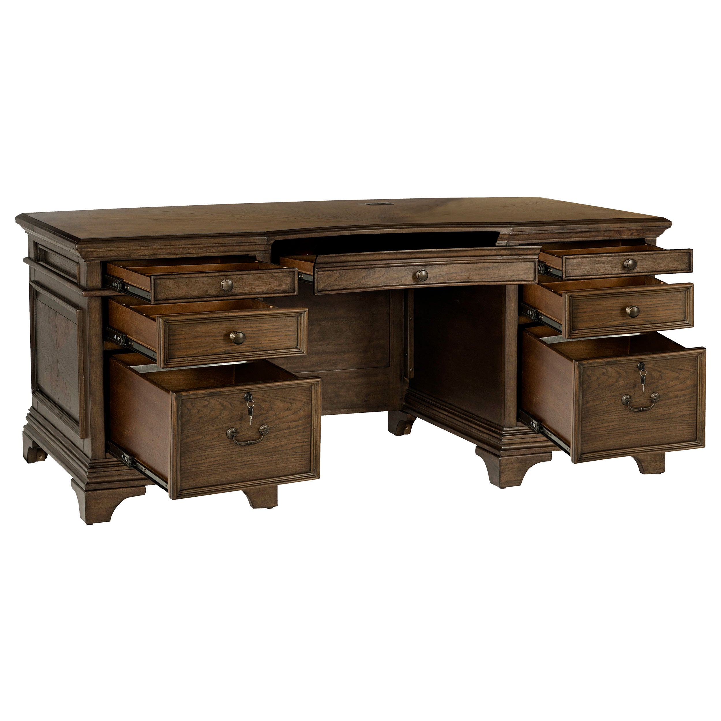 Hartshill 72-inch 7-drawer Executive Desk Burnished Oak — view 3