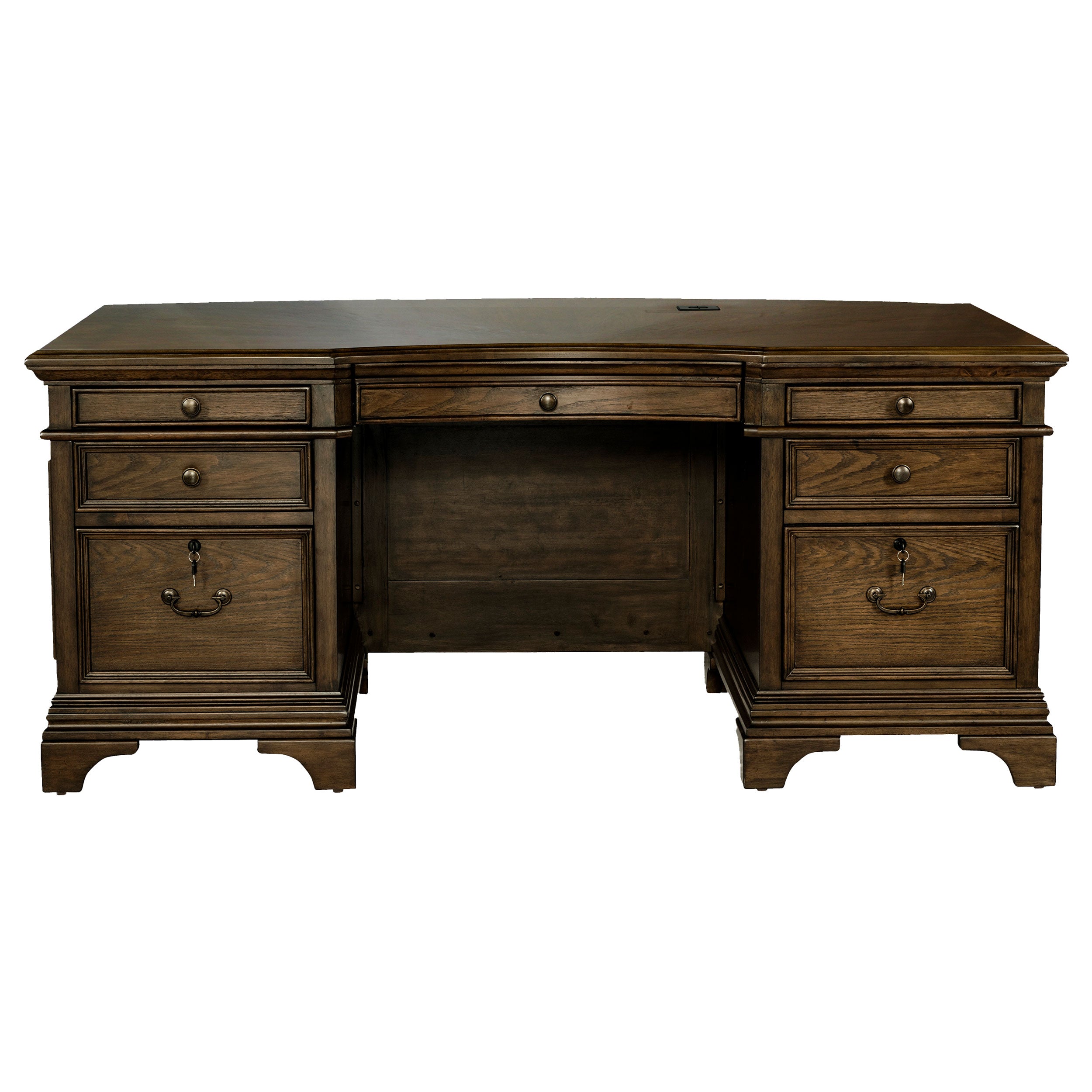 Hartshill 72-inch 7-drawer Executive Desk Burnished Oak — view 4
