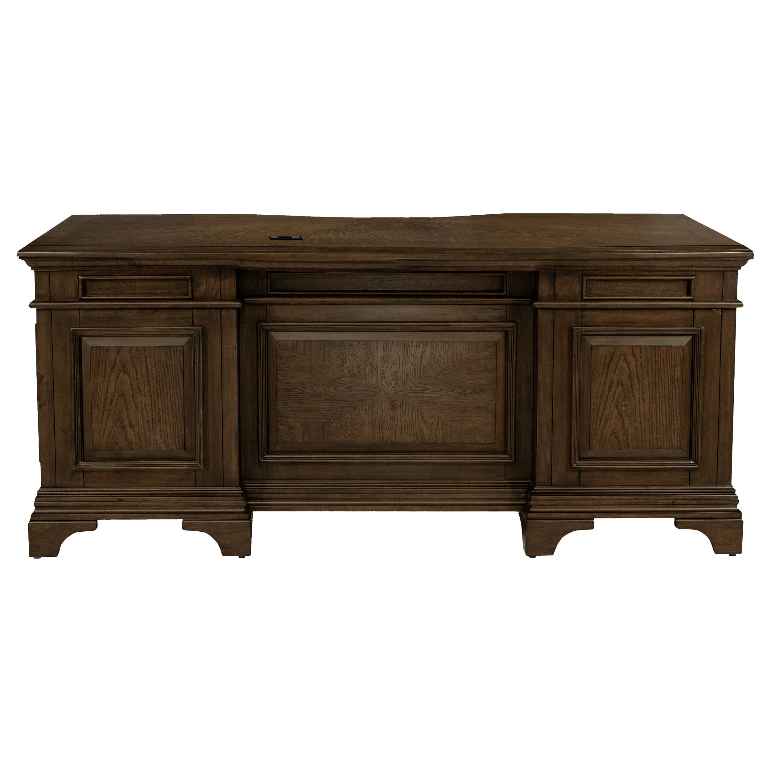 Hartshill 72-inch 7-drawer Executive Desk Burnished Oak — view 7