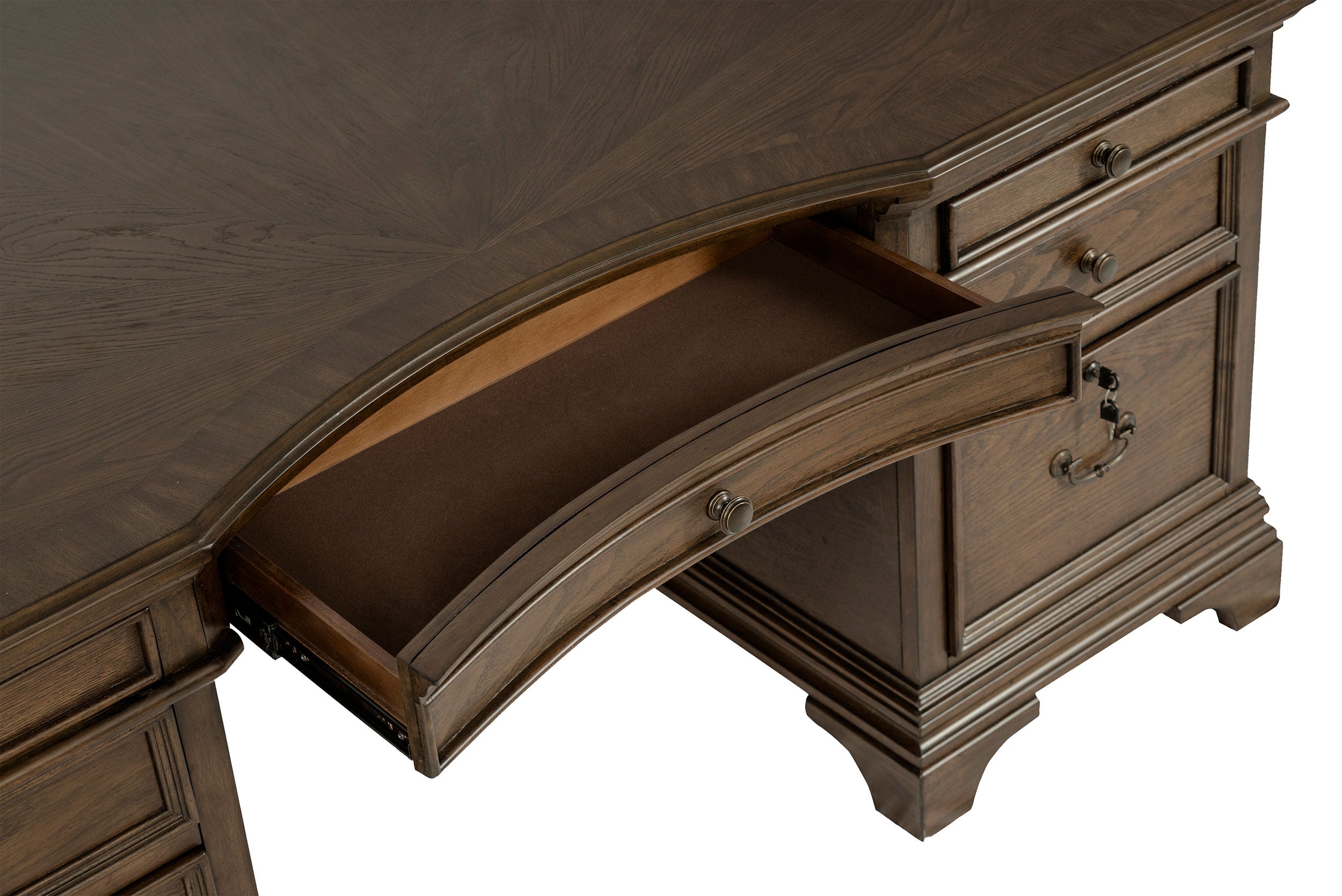 Hartshill 72-inch 7-drawer Executive Desk Burnished Oak — view 10