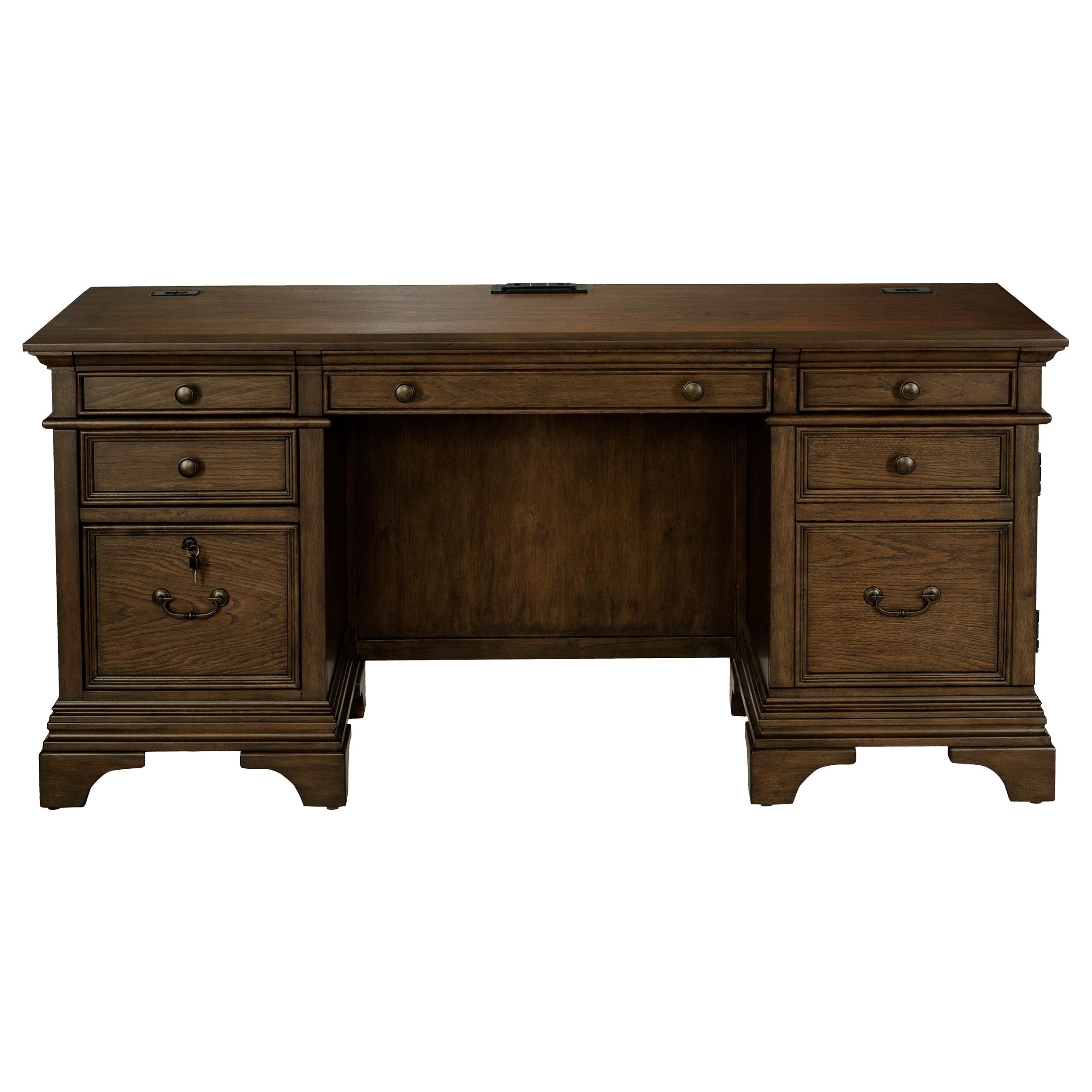 Hartshill 66-inch 5-drawer Credenza Office Desk Burnish Oak — view 4