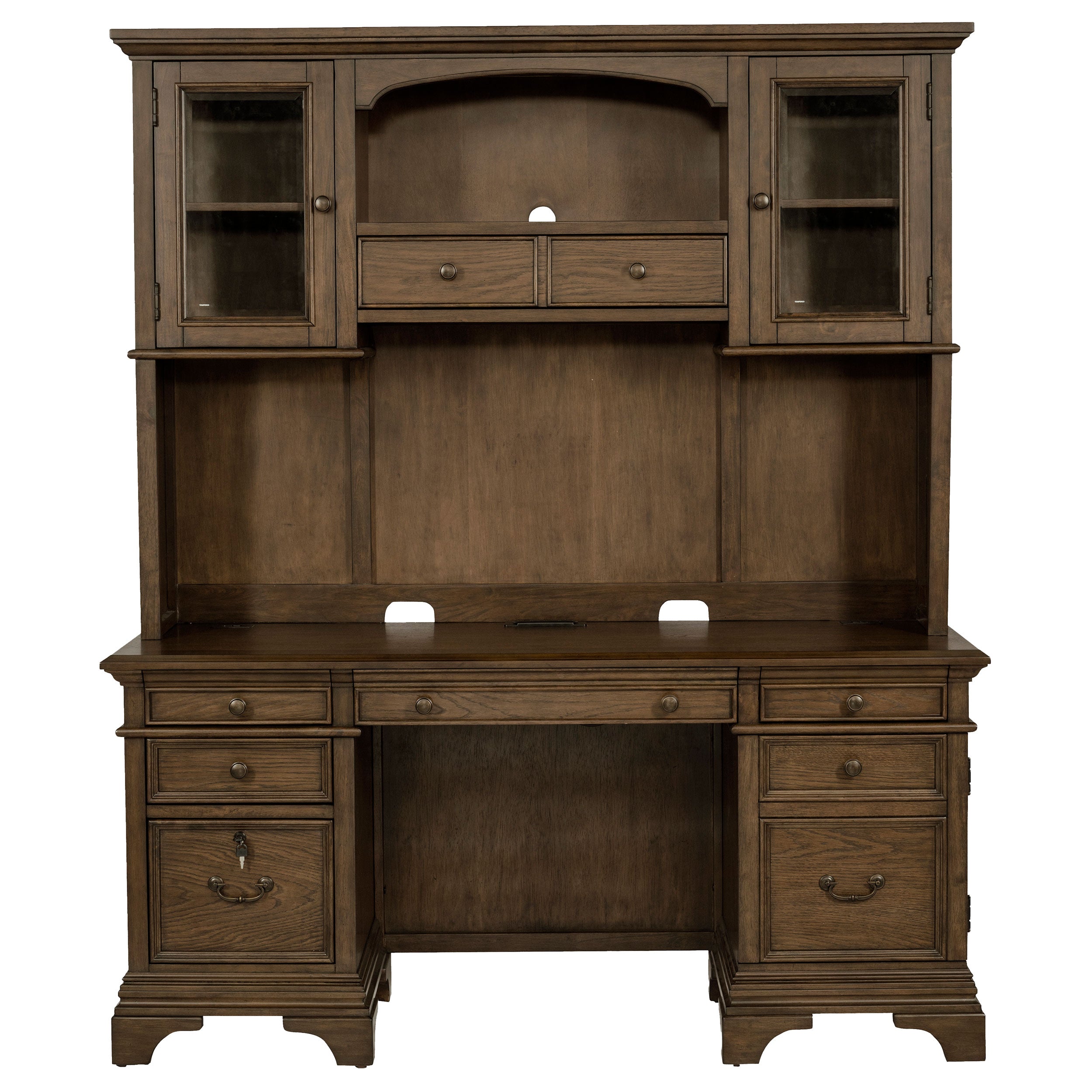 Hartshill 66-inch 5-drawer Credenza with Hutch Burnished Oak — view 4