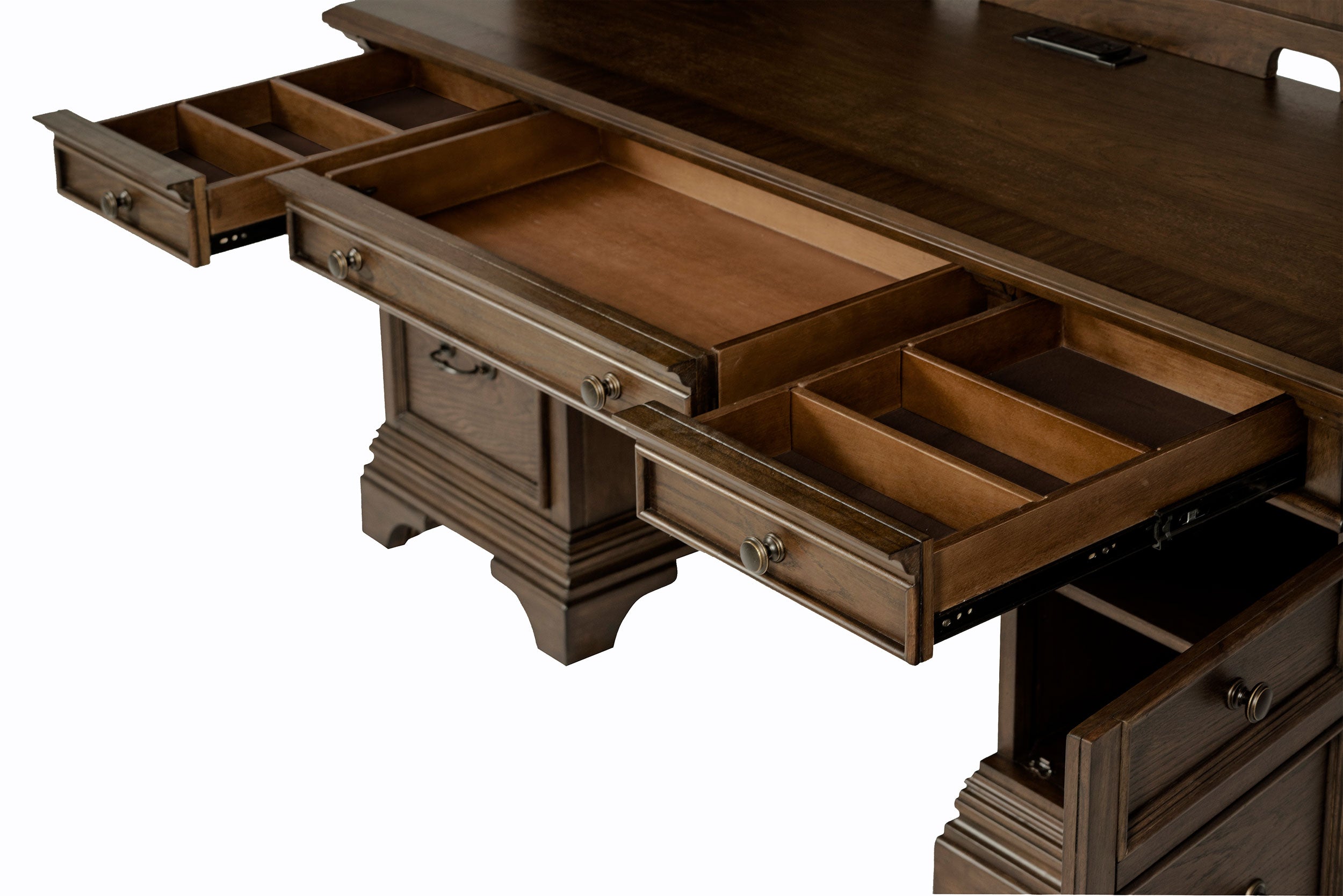 Hartshill 66-inch 5-drawer Credenza with Hutch Burnished Oak — view 10
