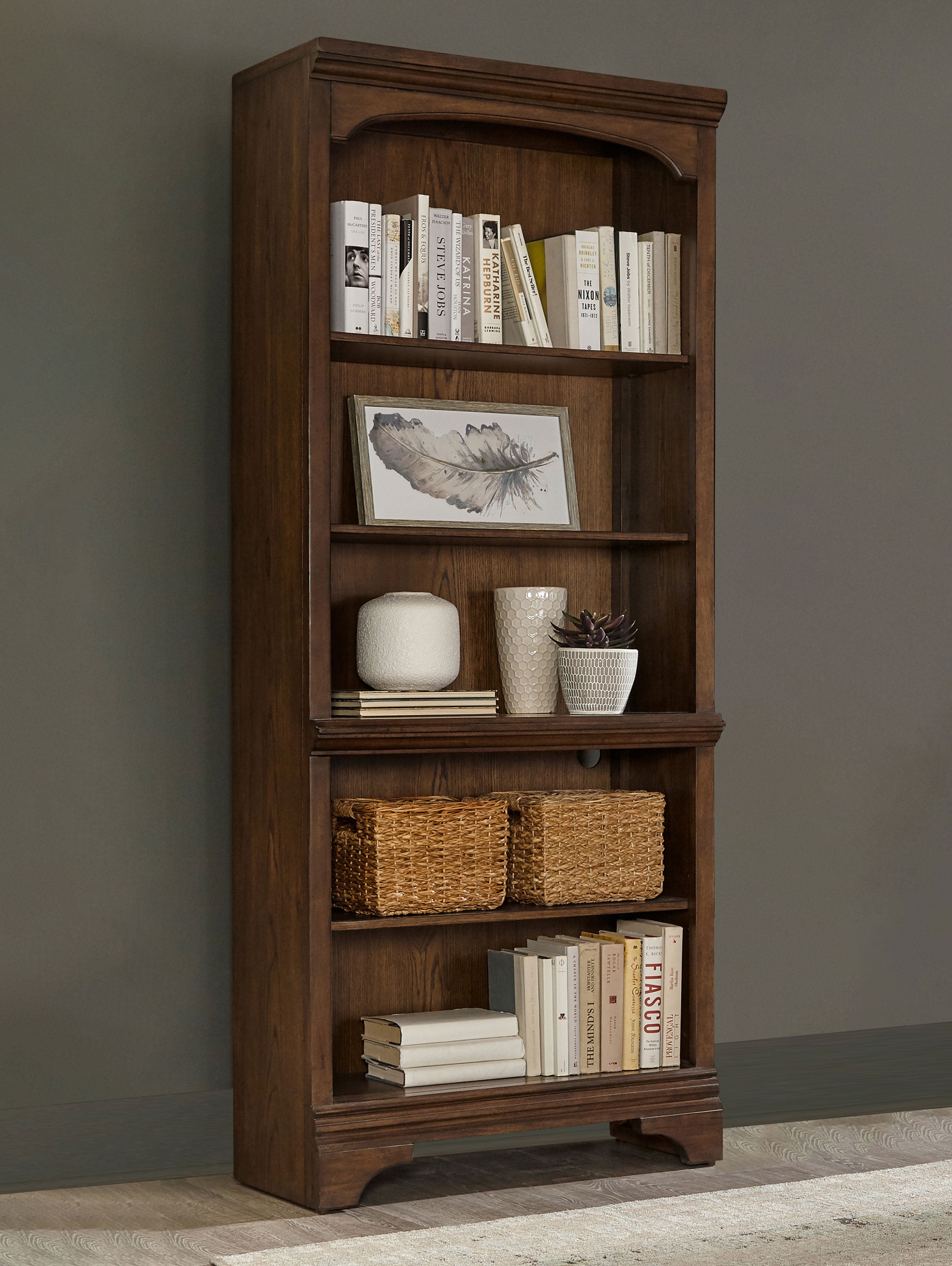 Hartshill 78-inch 5-shelf Bookcase Burnished Oak — view 2