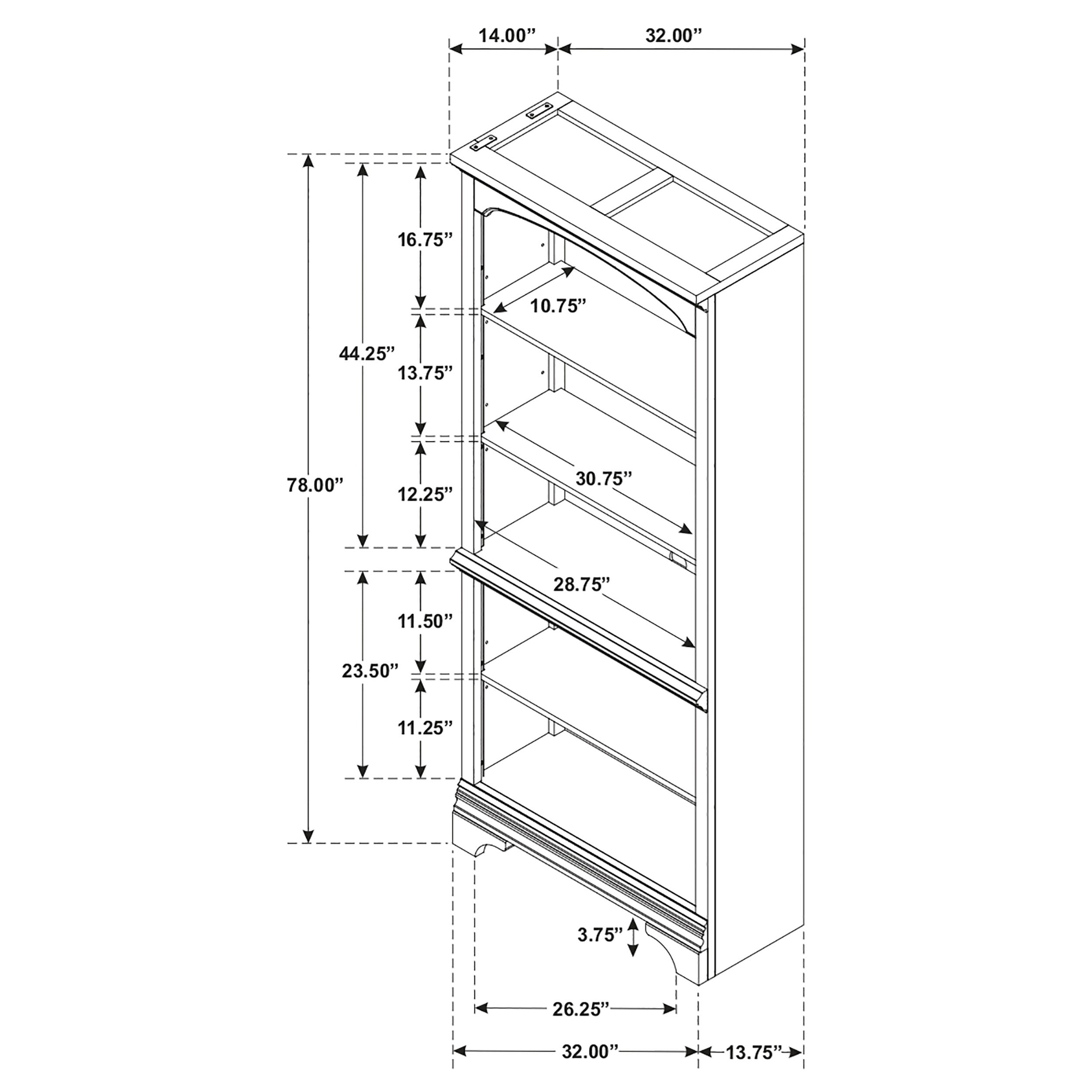 Hartshill 78-inch 5-shelf Bookcase Burnished Oak — view 9