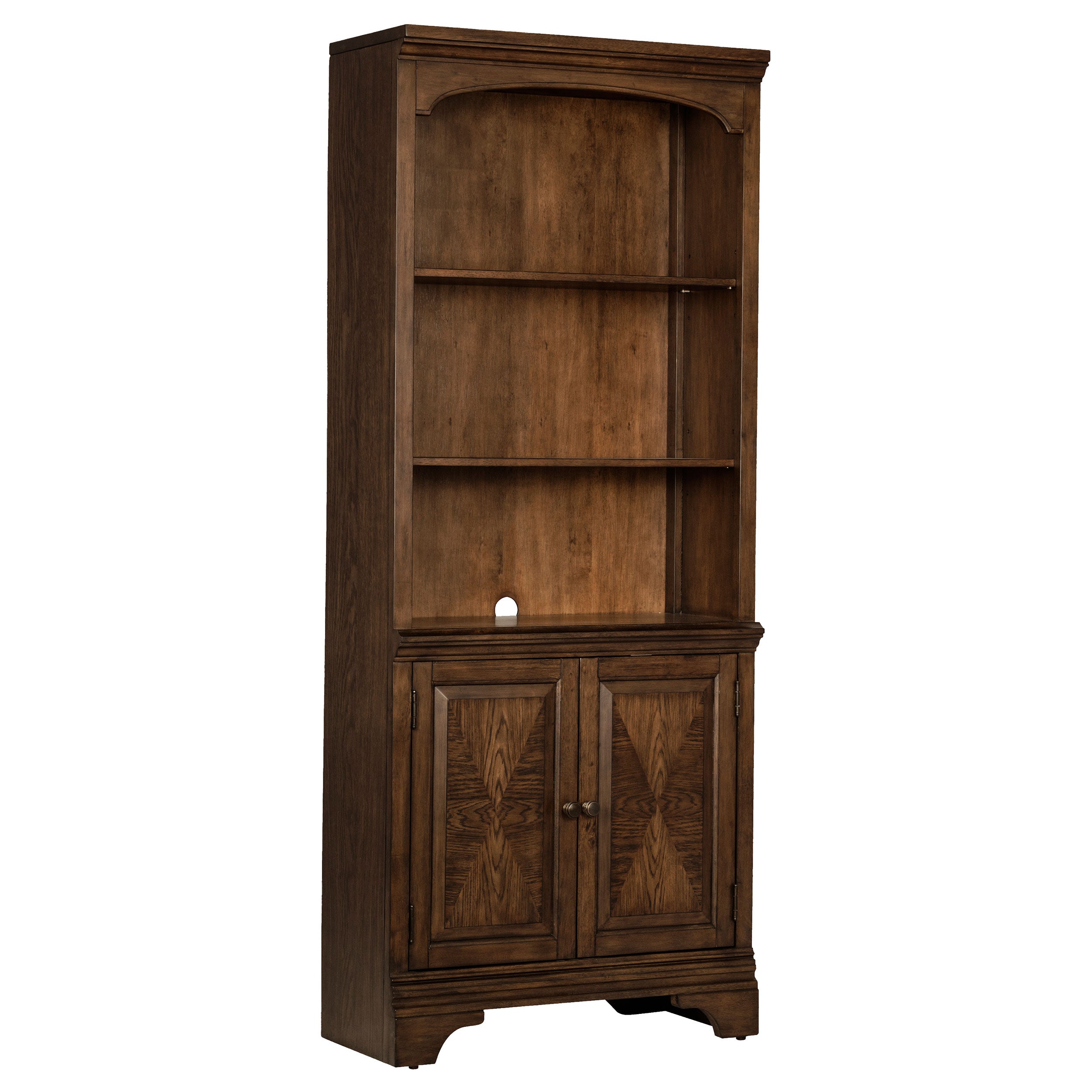 Hartshill 78-inch 3-shelf Cabinet Bookcase Burnished Oak — view 1
