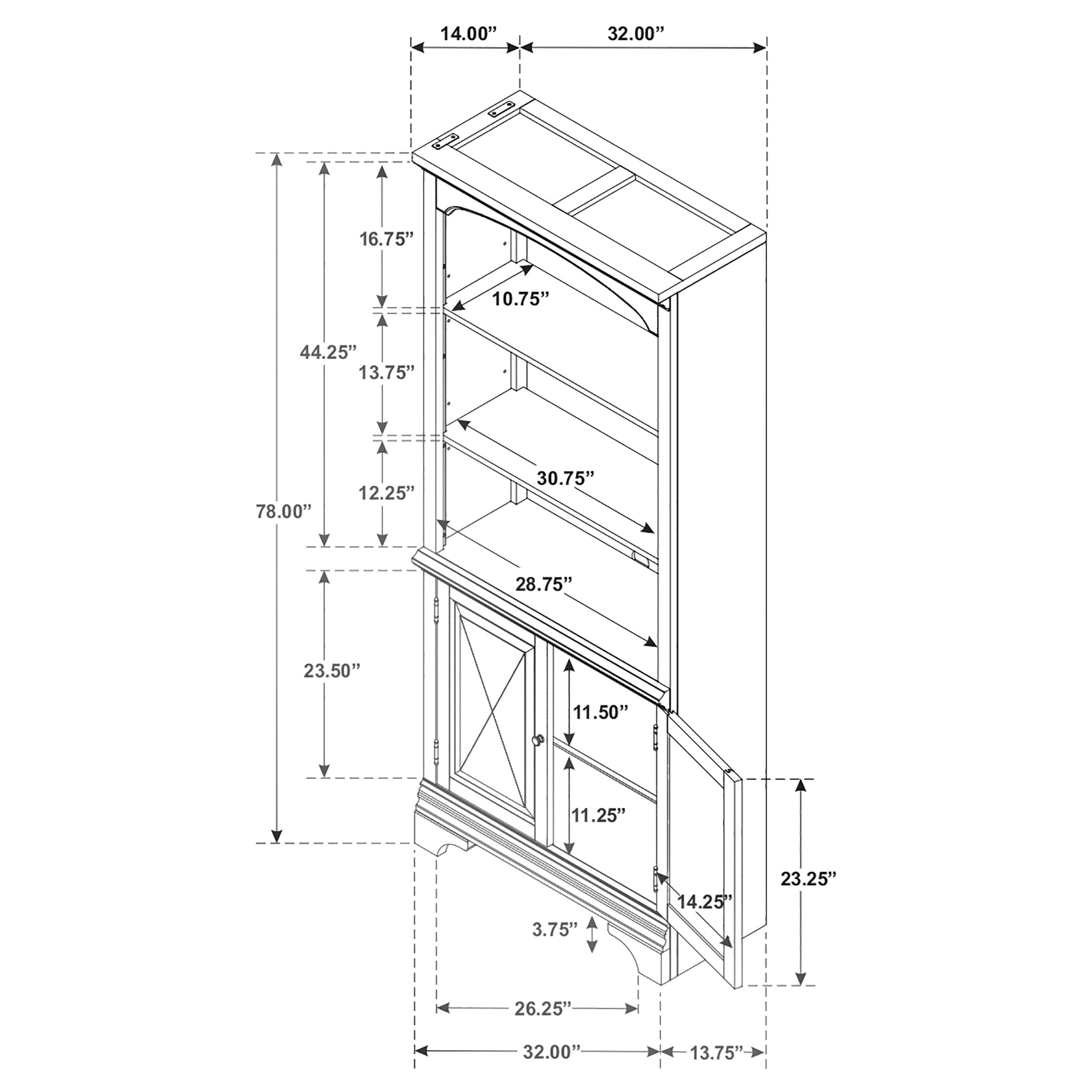 Hartshill 78-inch 3-shelf Cabinet Bookcase Burnished Oak — view 10
